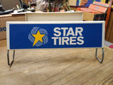 Vtg STAR TIRES Gas Station Store Display Stand Painted Metal Advertising Sign