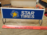 Vtg STAR TIRES Gas Station Store Display Stand Painted Metal Advertising Sign
