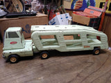 Vtg 1970's Tonka Pressed Steel Toy Auto Hauler Car Carrier Light Green 18 Inches