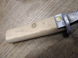 Vtg Unbranded Hunting Fighting Knife Carbon Steel Wood Handle 9" w/Sheath