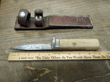Vtg Unbranded Hunting Fighting Knife Carbon Steel Wood Handle 9" w/Sheath