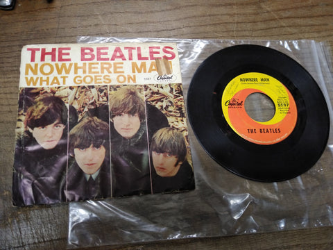 Vtg Capitol 45 RPM Vinyl Record The Beatles Nowhere Man What Goes On w/Jacket