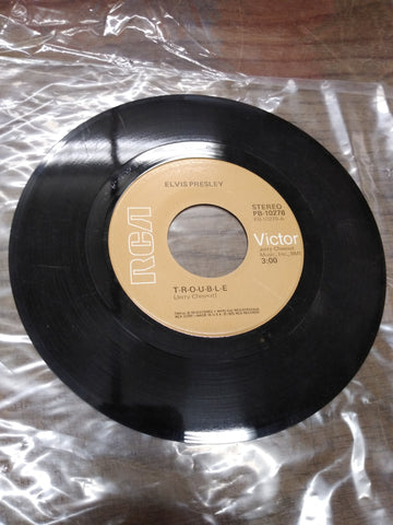 Vtg RCA Victor 45 RPM Vinyl Record Elvis Presley Trouble Mr Songman 1975