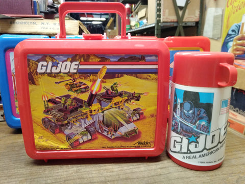 VTG 1990 1991 Aladdin Hasbro GI Joe ARAH Red Plastic Lunch Box With Thermos Nice