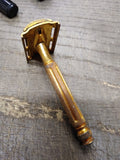 Vtg Gillette 3 Pc Gold Tone Tech Double Edge Safety Razor Good Condition U.S.A