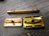 Vtg Gillette 3 Pc Gold Tone Tech Double Edge Safety Razor Good Condition U.S.A