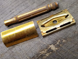 Vtg Gillette 3 Pc Gold Tone Tech Double Edge Safety Razor Good Condition U.S.A