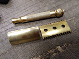 Vtg Gillette 3 Pc Gold Tone Tech Comb Double Edge Safety Razor Good Condition