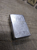 Vtg 1980 Zippo Cigarette Lighter Venetian Scroll 2 Sided Blank Name Plate Nice!!