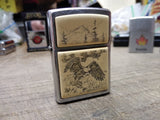 Vtg 2002 Zippo Cigarette Lighter Scrimshaw Eagle Mountain Nice Snap USA!