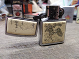 Vtg 2002 Zippo Cigarette Lighter Scrimshaw Eagle Mountain Nice Snap USA!