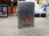 Vtg 1992 Zippo Cigarette Lighter Canada Maple Leaf Made In Niagra Falls Ontario!