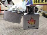 Vtg 1992 Zippo Cigarette Lighter Canada Maple Leaf Made In Niagra Falls Ontario!