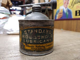 Vtg Antique Standard Household Lubricant Soldered Tin Oil Can Atlantic Refining!