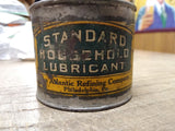 Vtg Antique Standard Household Lubricant Soldered Tin Oil Can Atlantic Refining!