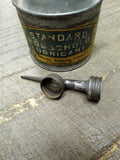 Vtg Antique Standard Household Lubricant Soldered Tin Oil Can Atlantic Refining!