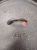 Vtg Cast Iron Texsport 8 Quart #12 Three Leg Dutch Oven Camping Cook Ware w/Lid