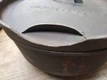 Vtg Cast Iron Texsport 8 Quart #12 Three Leg Dutch Oven Camping Cook Ware w/Lid