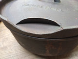 Vtg Cast Iron Texsport 8 Quart #12 Three Leg Dutch Oven Camping Cook Ware w/Lid