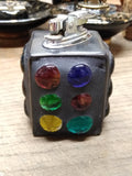 Vtg MCM Gas Table Top Cigarette Lighter Marble Set Ceramic Polished Chrome Japan