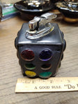 Vtg MCM Gas Table Top Cigarette Lighter Marble Set Ceramic Polished Chrome Japan