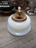 Vtg MCM EVANS Table Top Cigarette Lighter Round White Marble Gold Tone Top USA!