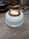 Vtg MCM EVANS Table Top Cigarette Lighter Round White Marble Gold Tone Top USA!