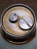 Vtg MCM EVANS Table Top Cigarette Lighter Round White Marble Gold Tone Top USA!