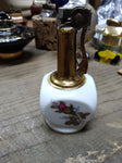 Vtg MCM Porcelain Table Top Cigarette Lighter Floral Design 4" Tall Japan!