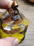 Vtg MCM EVANS Table Top Cigarette Lighter Yellow Rose in Clear Lucite Cube USA!