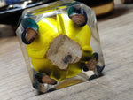 Vtg MCM EVANS Table Top Cigarette Lighter Yellow Rose in Clear Lucite Cube USA!