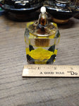 Vtg MCM EVANS Table Top Cigarette Lighter Yellow Rose in Clear Lucite Cube USA!
