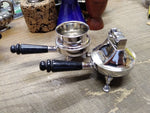 Vtg MCM Table Top Cigarette Holder Lighter Set ASR 3 Footed Rhodium Plate USA!