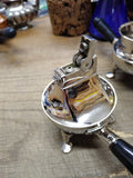 Vtg MCM Table Top Cigarette Holder Lighter Set ASR 3 Footed Rhodium Plate USA!