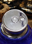 Vtg MCM Blue Porcelain and Chrome Table Top Cigarette Lighter 5.5" Tall Japan!