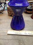 Vtg MCM Blue Porcelain and Chrome Table Top Cigarette Lighter 5.5" Tall Japan!