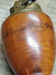 Vtg MCM Table Top Cigarette Lighter Cook Forest Park Pa Wooden Souvenir Japan!