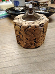 Vtg MCM Cork and Brass Table Top Cigarette Lighter 3.5" Tall Japan!