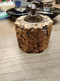 Vtg MCM Cork and Brass Table Top Cigarette Lighter 3.5" Tall Japan!