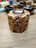 Vtg MCM Cork and Brass Table Top Cigarette Lighter 3.5" Tall Japan!