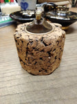 Vtg MCM Cork and Brass Table Top Cigarette Lighter 3.5" Tall Japan!
