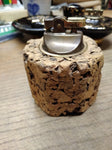 Vtg MCM Cork and Brass Table Top Cigarette Lighter 3.5" Tall Japan!