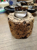 Vtg MCM Cork and Brass Table Top Cigarette Lighter 3.5" Tall Japan!