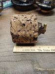 Vtg MCM Cork and Brass Table Top Cigarette Lighter 3.5" Tall Japan!