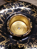 Vtg MCM NASH Table Top Cigarette Lighter Holder Ashtray Set Black Gold Leaf Nice