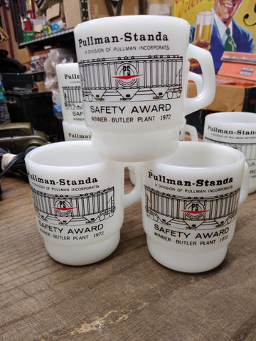 Vtg 3 Pc Fire King Anchor Hocking Pullman Std 1972 Safety Award Mugs Butler PA