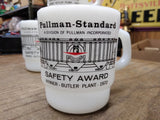 Vtg Fire King Anchor Hocking Pullman Standard 1972 Safety Award Mugs Butler PA