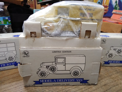 Vtg NOS Liberty Classics Ford Model A Pennzoil Coin Bank Delivery Van Die Cast