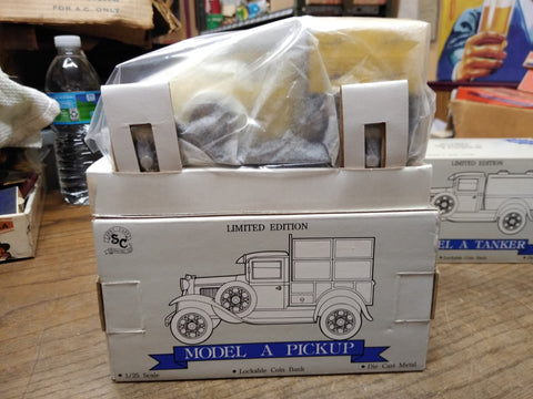 Vtg NOS Liberty Classics Ford Model A Pickup Pennzoil Coin Bank Die Cast Metal