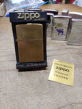 Vtg Unfired 2001 Zippo Solid Brass Cigarette Lighter With Display Box Nice Snap!